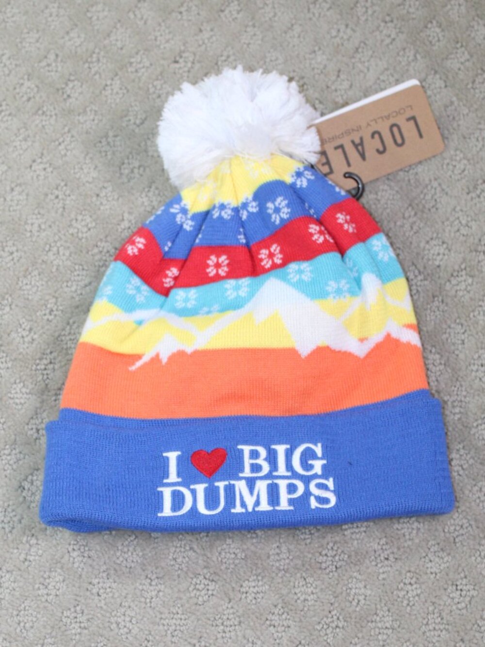 NWT Locale "I Love Big Dumps" Knit Multi-Color Beanie